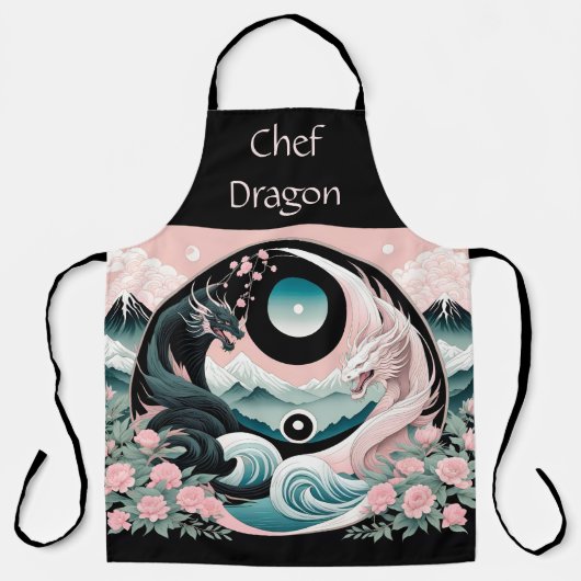 Dragons Blumenberge Rosa Landschaft Aquamarin Schürze (Vorderseite)