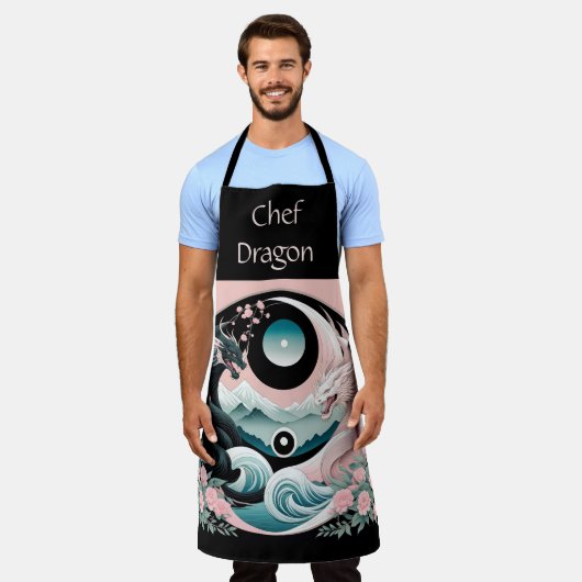 Dragons Blumenberge Rosa Landschaft Aquamarin Schürze (Getragen)