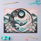 Dragons Blumenberge Rosa Landschaft Aquamarin Seidenpapier (Basteln)