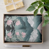 Dragons Blumenberge Rosa Landschaft Aquamarin Seidenpapier (Geschenk)