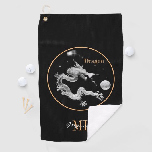 Dragons & Crystal Dragon Lore / mit Monogramm Drac Golfhandtuch (Insitu)