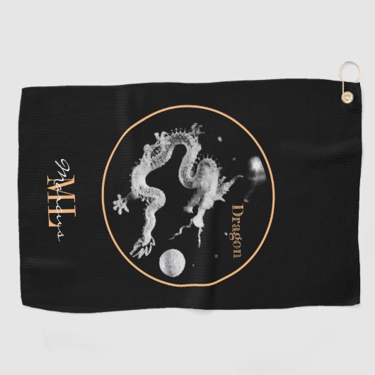 Dragons & Crystal Dragon Lore / mit Monogramm Drac Golfhandtuch (Horizontal)