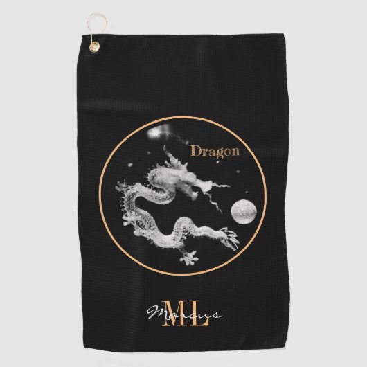 Dragons & Crystal Dragon Lore / mit Monogramm Drac Golfhandtuch (Vorderseite)