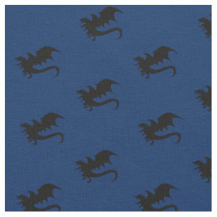 Dragons DND Silhouetten Blue Stoff