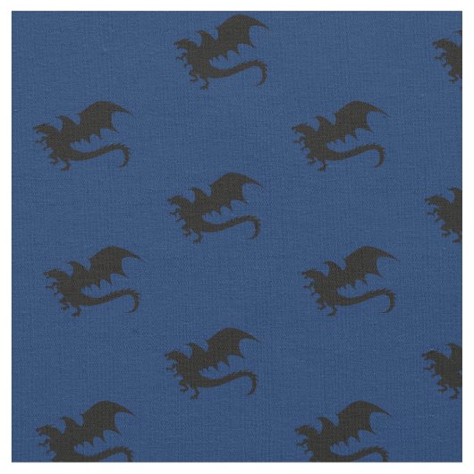 Dragons DND Silhouetten Blue Stoff (Nahaufnahme)