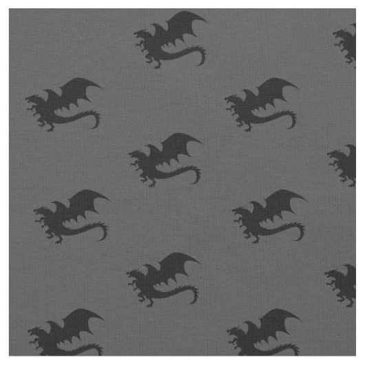 Dragons DND Silhouetten Grau Stoff (Nahaufnahme)
