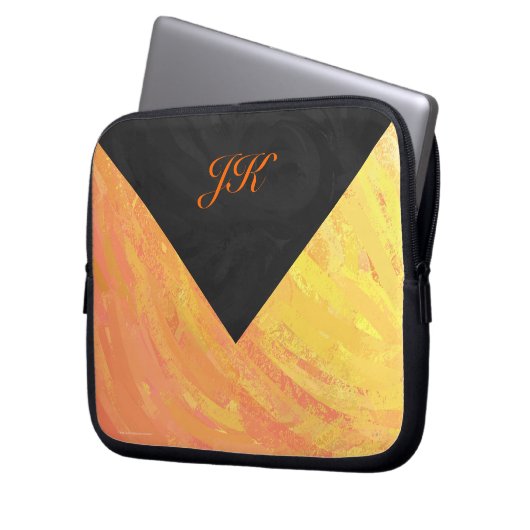 Dragons Eye Orange and Black Monogram Laptopschutzhülle (Vorderseite Links)