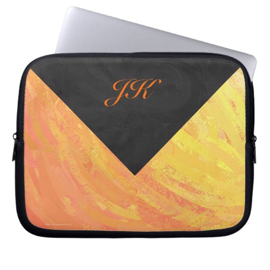 Dragons Eye Orange and Black Monogram Laptopschutzhülle (Vorderseite)