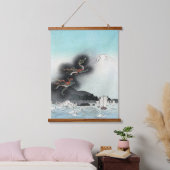Dragon's Fury Sea Battle for Mount Fuji, Japan Wandteppich Mit Holzrahmen (Schlafzimmer)