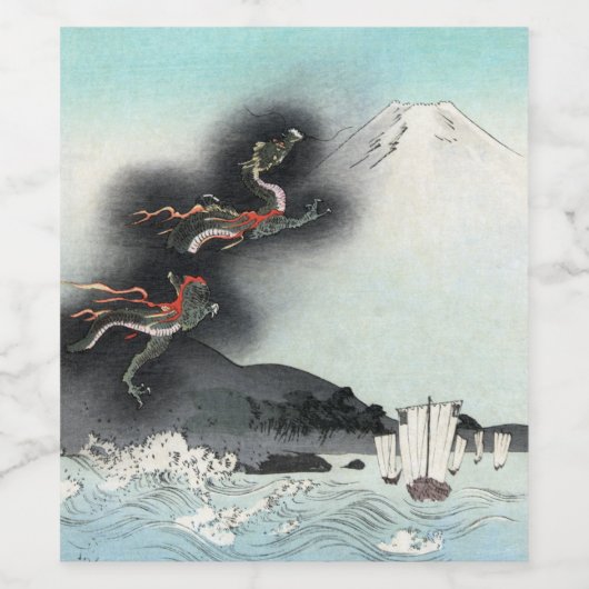 Dragon's Fury Sea Battle for Mount Fuji, Japan Weinetikett (Einzelnes Label)