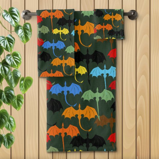 Dragons Green Flight Fantasy Badhandtuch Set