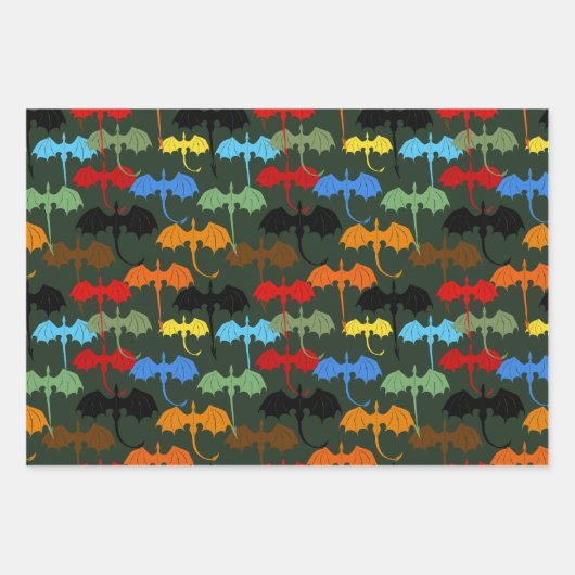 Dragons Green Flight Fantasy Geschenkpapier Set (Vorderseite)