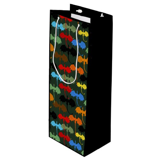 Dragons Green Flight Fantasy Geschenktüte Für Weinflaschen (Vorderseite Schrägansicht)