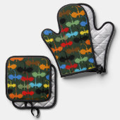 Dragons Green Flight Fantasy Ofenhandschuh & Topflappen-Set (Vorderseite/Rückseite)