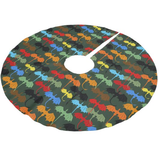 Dragons Green Flight Fantasy Polyester Weihnachtsbaumdecke (Schrägansicht)