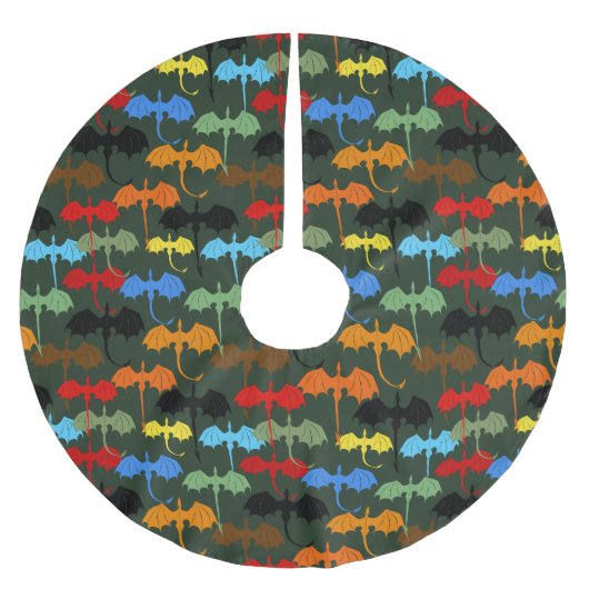 Dragons Green Flight Fantasy Polyester Weihnachtsbaumdecke (Vorderseite)