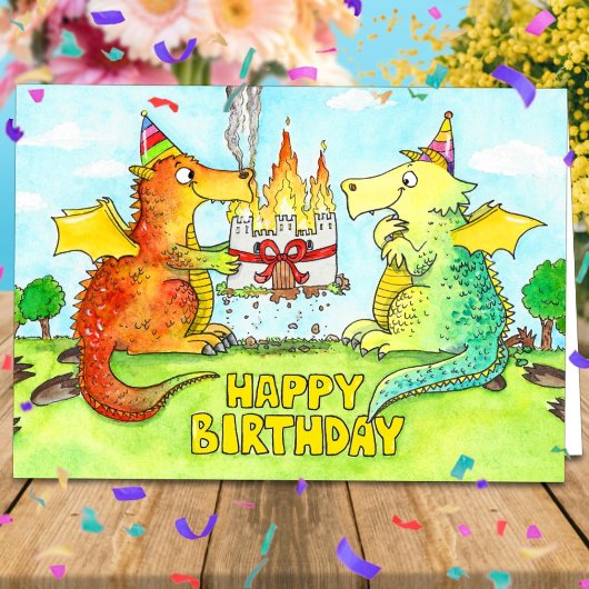 Dragons Happy Birthday Grußkarte von N. Janes Karte