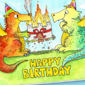 Dragons Happy Birthday Grußkarte von N. Janes Karte