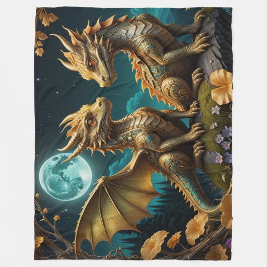 Dragon's in the moonlight fleecedecke (Vorderseite)