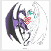 Dragons Liebe Heart Blue Aufkleber (Blatt)