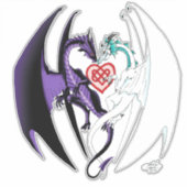 Dragons Liebe Heart Blue Aufkleber (Vorderseite)