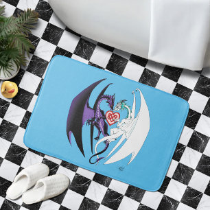 Dragons Liebe Heart Blue Badematte
