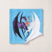 Dragons Liebe Heart Blue Badhandtuch Set (Waschlappen)