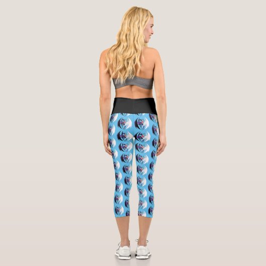 Dragons Liebe Heart Blue Capri Leggings (Rückseite)