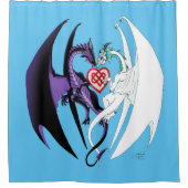 Dragons Liebe Heart Blue Duschvorhang (Vorderseite)