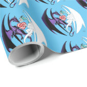 Dragons Liebe Heart Blue Geschenkpapier (Rolleneckpunkt)