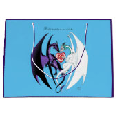 Dragons Liebe Heart Blue Große Geschenktüte (Vorderseite)
