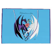 Dragons Liebe Heart Blue Große Geschenktüte (Rückseite)