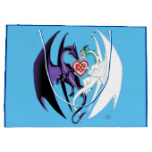 Dragons Liebe Heart Blue Große Geschenktüte (Rückseite)
