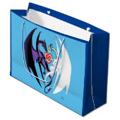 Dragons Liebe Heart Blue Große Geschenktüte (Vorderseite Schrägansicht)