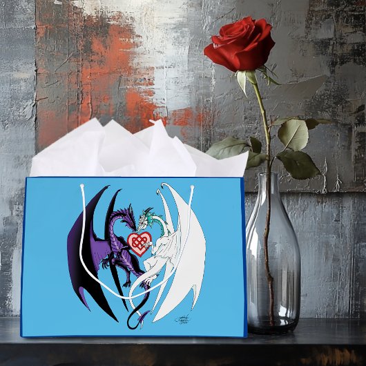 Dragons Liebe Heart Blue Große Geschenktüte