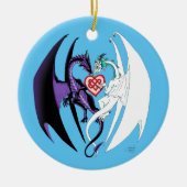 Dragons Liebe Heart Blue Keramik Ornament (Vorne)