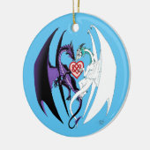 Dragons Liebe Heart Blue Keramik Ornament (Links)