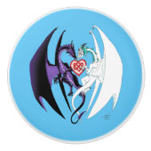Dragons Liebe Heart Blue Keramikknauf (Vorderseite)