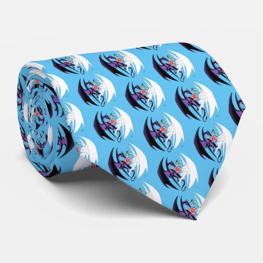 Dragons Liebe Heart Blue Krawatte (Gerollt)