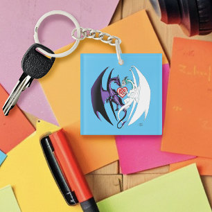 Dragons Liebe Heart Blue Schlüsselanhänger