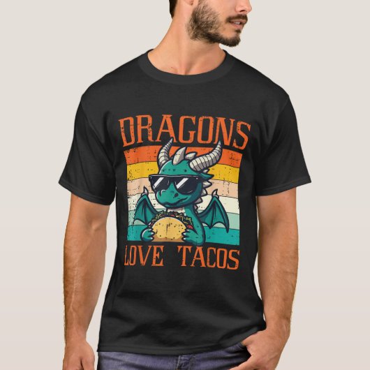 Dragons Liebe Tacos Funny mexikanische Food Fiesta T-Shirt (Vorderseite)