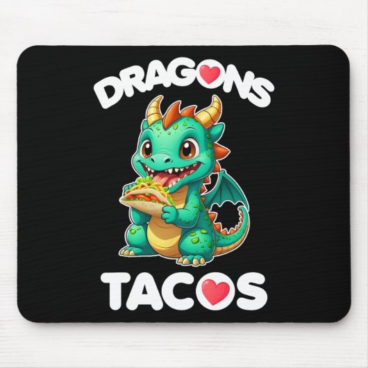 Dragons Liebe Tacos Niedlich Cinco De Mayo Mexiko Mousepad (Vorne)
