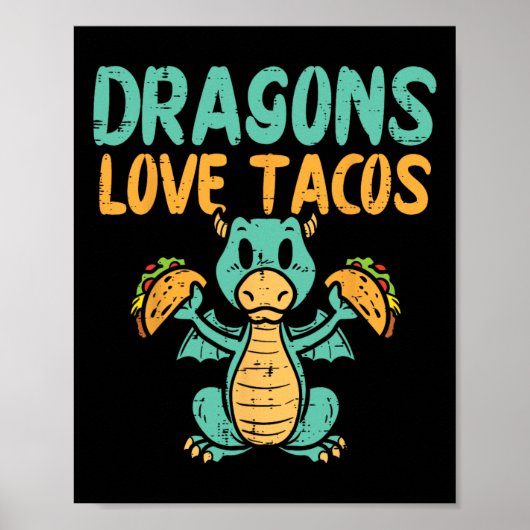 Dragons Liebe Tacos Niedlich Cinco De Mayo Mexiko Poster (Vorne)