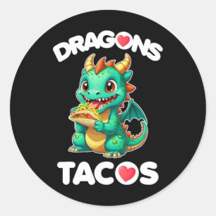 Dragons Liebe Tacos Niedlich Cinco De Mayo Mexiko Runder Aufkleber