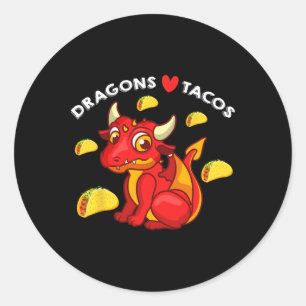 Dragons Liebe Tacos Niedlich Dragon Lover Mexican Runder Aufkleber