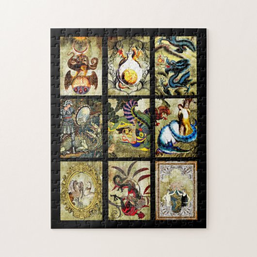 Dragons Maiden Knights Fantasy Märchen Puzzle (Vertikal)