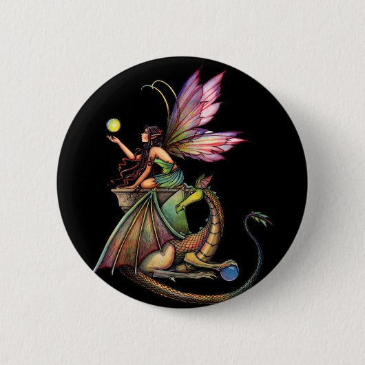 Dragon's Orbs Fairy and Dragon von Molly Harrison Button (Vorderseite)