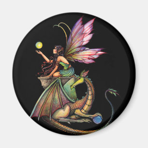Dragon's Orbs Fairy and Dragon von Molly Harrison Magnet