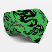 Dragons outline pattern 05.b.DOLP01.Green BG Krawatte (Gerollt)