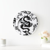 Dragons outline pattern 05.b.DOLP01 Große Wanduhr (Zuhause)